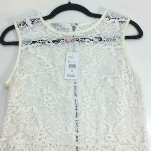 NWT CAbi Needle Lace Shell White Tank/Cami